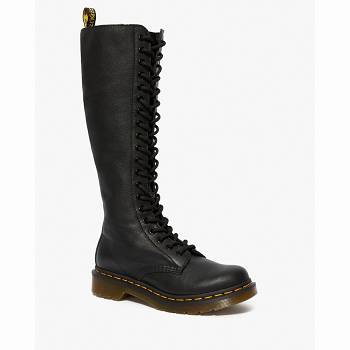 Dr Martens Női 1b60 Virginia Bőr Knee Magasszárú Bakancs Fekete